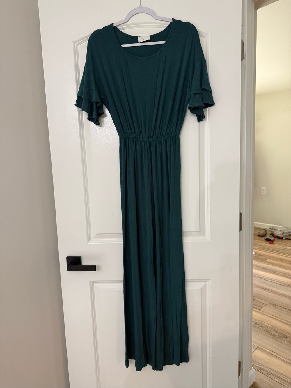 Everly Dark Teal Ruffle Sleeve Wide-Leg Jumpsuit